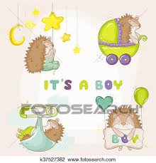 Clipart Of Baby Hedgehog Set For Baby Shower Or Baby Arrival Cards