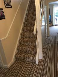 fantastic striped carpet on stairs and