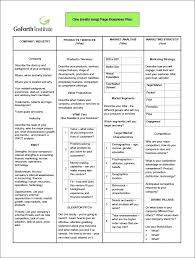 Business Case Plan Template One Page Printable Study Templ