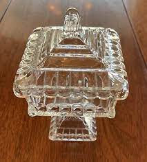 Vintage Clear Glass Candy Dish Square