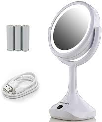 tabletop lighted makeup mirror