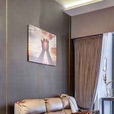 Grey Wall Paint Design With Golden