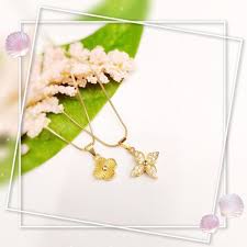 cherry blossom stainless gold necklace