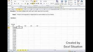 excel finding duplicates across sheets