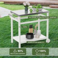 White Hdpe Bbq Grill Cart Outdoor Prep