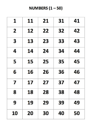 50 Number Chart Page Printable Coloring Pages For Kids