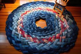 braided rug made from old tshirts and jeans