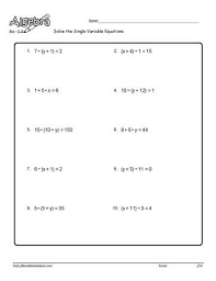 Single Variable Equation Worksheet 3
