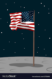 usa flag on the moon surface royalty