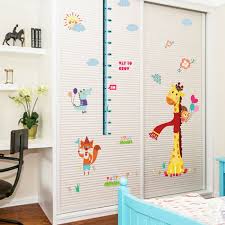 Us 7 89 Child Room Cartoon Giraffe Height Wall Stickers Kids Bedroom Features Growth Chart Table Fox Alligator Balloon Decor Pvc Decals In Wall