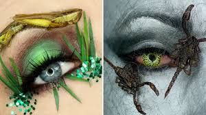makeup artist using dead insects on her