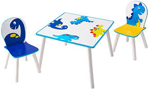 A nice garden is only half the fun if you can't sit there with friends and family on summer days, or even nights, to have a yarn and a bite from the barbecue. Worlds Apart Dinosaur Childrens Wooden Table And 2 Chairs Set White Blue 63 X 63 X 52 5 Cm Amazon De Kuche Haushalt