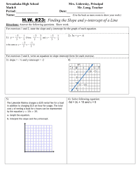Math 8 Hw 23 Finding The Slope And Y