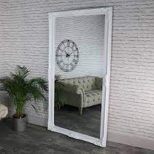 full length ornate white wall mirror