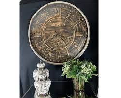 Wall Clock Round Moving Gold Cogs