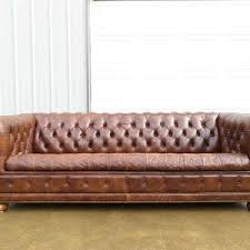 Vtg Brown Tufted Leather Chesterfield