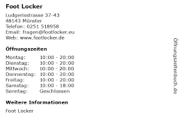 Search for a foot locker store near you. á… Offnungszeiten Foot Locker Ludgerisstrasse 37 43 In Munster