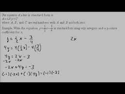 Standard Form For Equation Of A Line