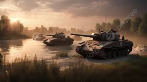 two tanks in an open battlefield in the