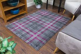 silver tartan rug runner purple