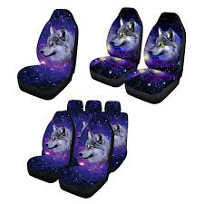 3d Wolf Car Seat Covers Polyester