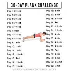 30 Day Plank Challenge Healthy Fitness Training Sixpack