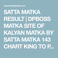 Satta Matka Result Dpboss Matka Site Of Kalyan Matka By