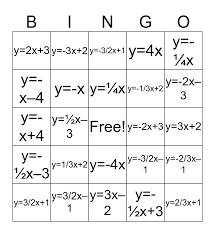 Slope And A Point Bingo Card