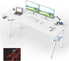 Computer desk gaming desk 138 x 67.5 x 76cm atturo pro white pc office desk. Amazon Com Eureka Ergonomic Gaming Computer Desk 63 Inch Large Study Writing Desk For Home Office Pc Table With Mouse Pad Headset Hook Cup Holder K Shape Metal Frame White Home
