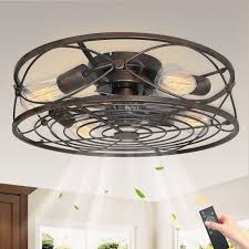 indoor flush mount cage ceiling fan