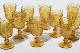 60s Vintage Amber Glass Goblets
