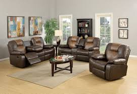 two tone reclining leather sofa and