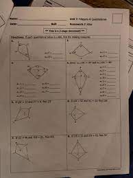 Unit 7 polygons & quadrilaterals homework 3: Unit 7 Polygons Quadrilaterals Homework 4 Anwser Key Rhombi And Square Pptx Name Date Bell Unit 7 Polygons Quadrilaterals Homework 4 Rhombi And Squares I This Isa 2 Page Document