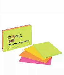 3m Post It Large Neon Meeting Notes Super Sticky 152 X 101mm 4 Pack 6445 4ss