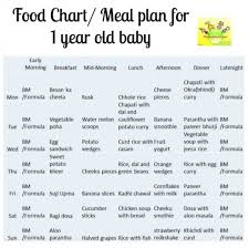 12 Month Baby Food Chart Indian Meal Plan For 1 Year Old