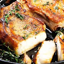 steakhouse style pan grilled pork chops