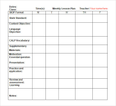 Sample Weekly Lesson Plan 8 Documents In Pdf Word