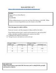 22.05.2019 · balancing act practice worksheet answers ought to be child friendly. Torquelab Docx Balancing Act Https Phet Colorado Edu En Simulation Balancing Act Intro Turn On Forces From Objects Level And Ruler When Adding Masses Course Hero