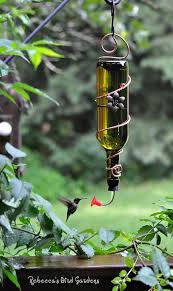 blue wine bottle hummingbird feeder the