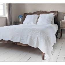 French White Cotton Quilted Bedspread