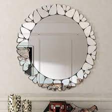 Round Wall Mirror With Glass Frame