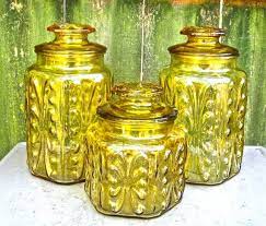 Vintage Glass Canisters 1960s Amber