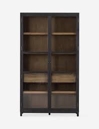 carly black glass doors wood cabinet
