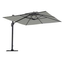 Mondawe 10 Ft Square Aluminum 360 Degree Rotation Cantilever Outdoor Patio Umbrella With Cross Base In Gray For Garden Balcony