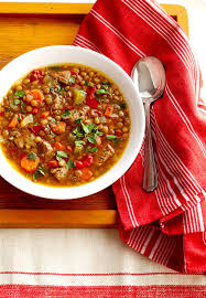 lentil soup with beef and red pepper
