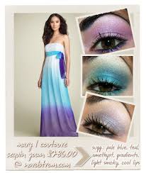 vibrant teal purple dresses makeup