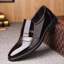 Men Microfiber Leather Slip On Business Formal Dress Shoes