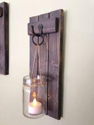 Wooden Candle Holder Rustic Wall Sconce