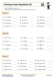 Solving Linear Equations A Worksheet