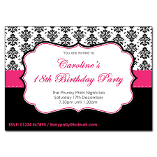 Elegant wedding invitation, bohemian, pink floral. Pink Black White Damask Party Invitations The Invitation Boutique